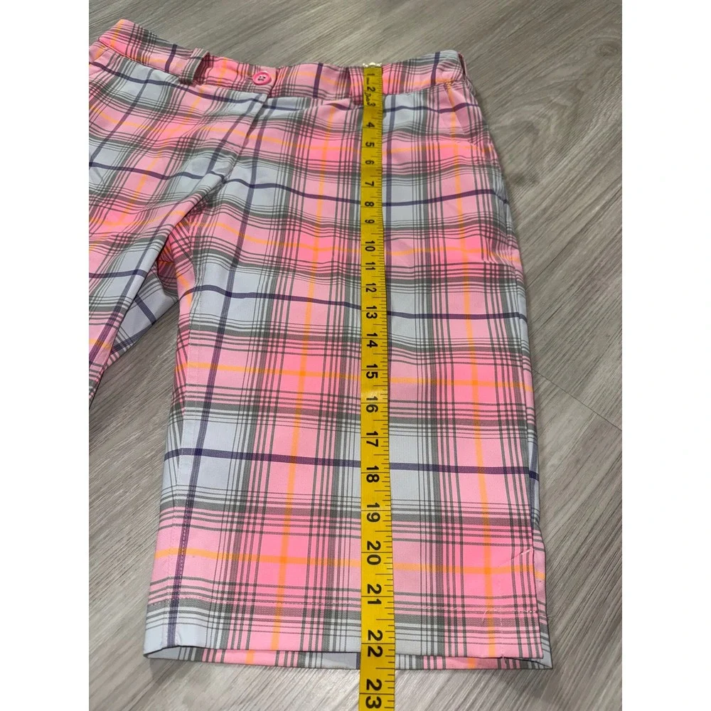 Nike Golf Tour Performance Dri-FIT Plaid Shorts Pink Orange Grey Womens 8